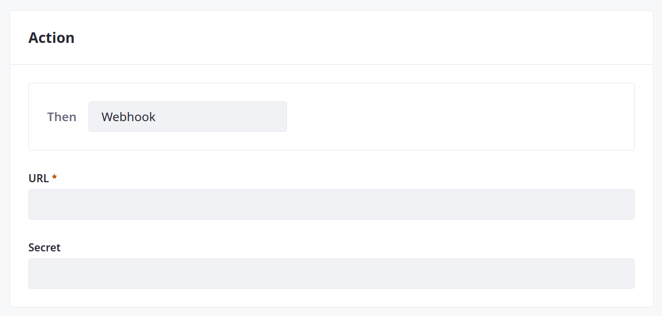 Enter a webhook URL and secret.