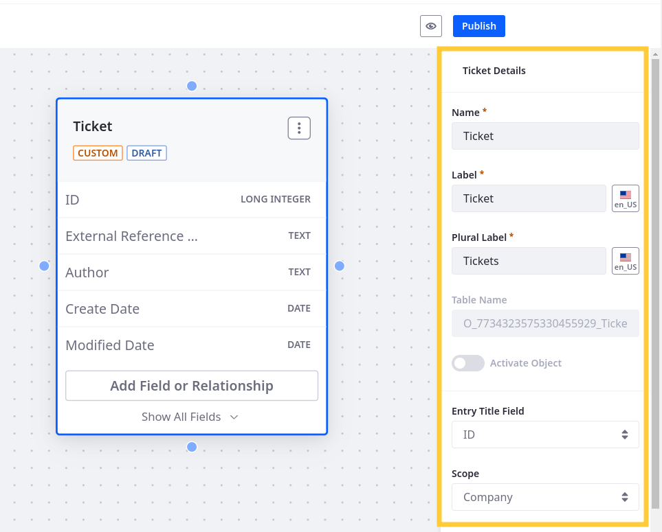 Click an object card to access configuration options.