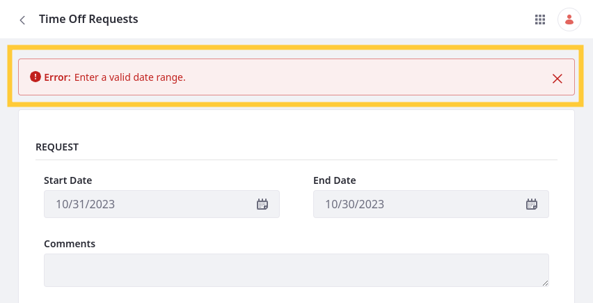 Validations are displayed in form containers.