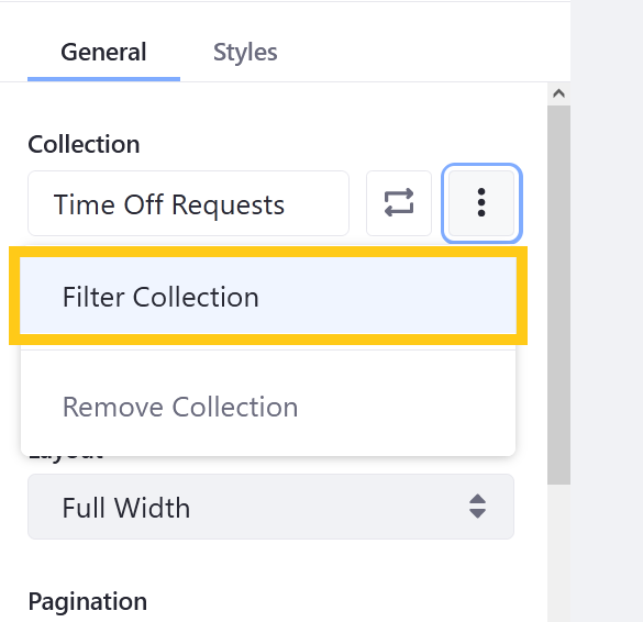 Click the Collection Options button and select Filter Collection.