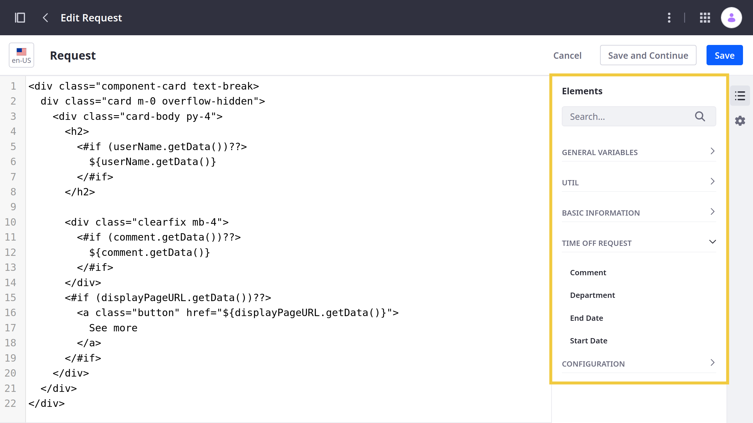 Select from available fields in the Object's structure.