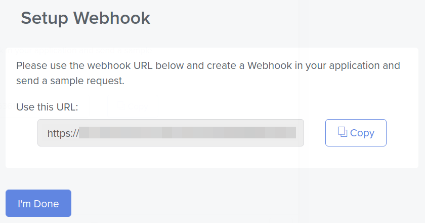 Copy the Webhooks URL.