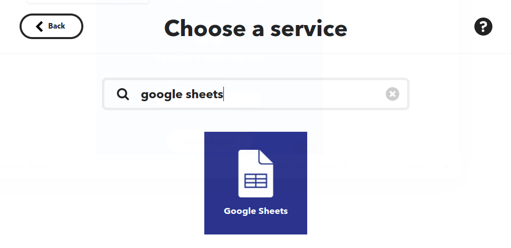 Search for and select Google Sheets.