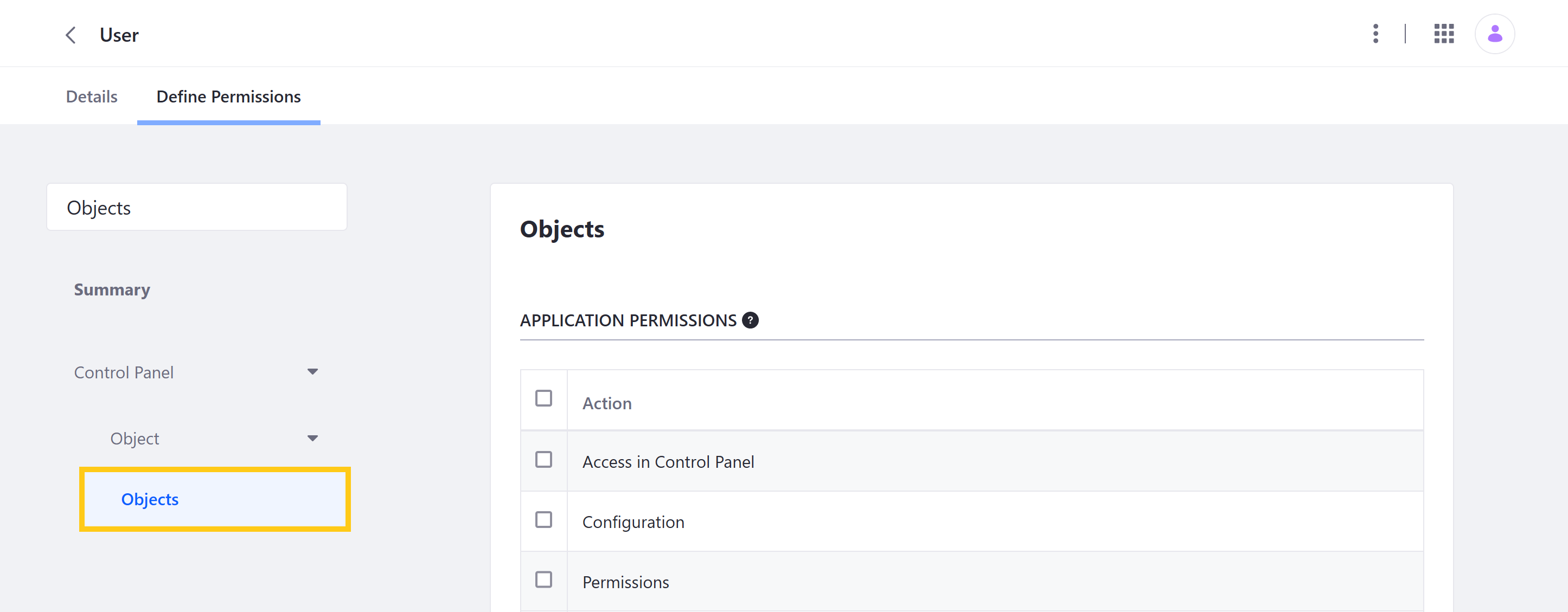 Assign Objects permissions when defining role permissions.
