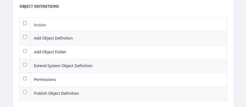 Manage permissions for existing object definitions.