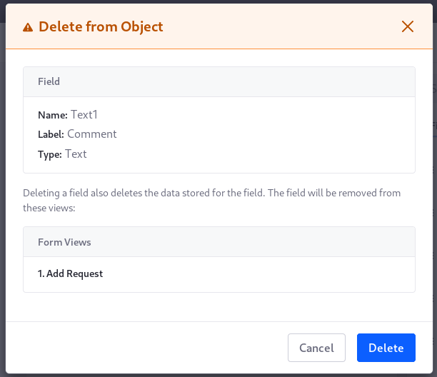 Deleting a field causes data loss for existing records.