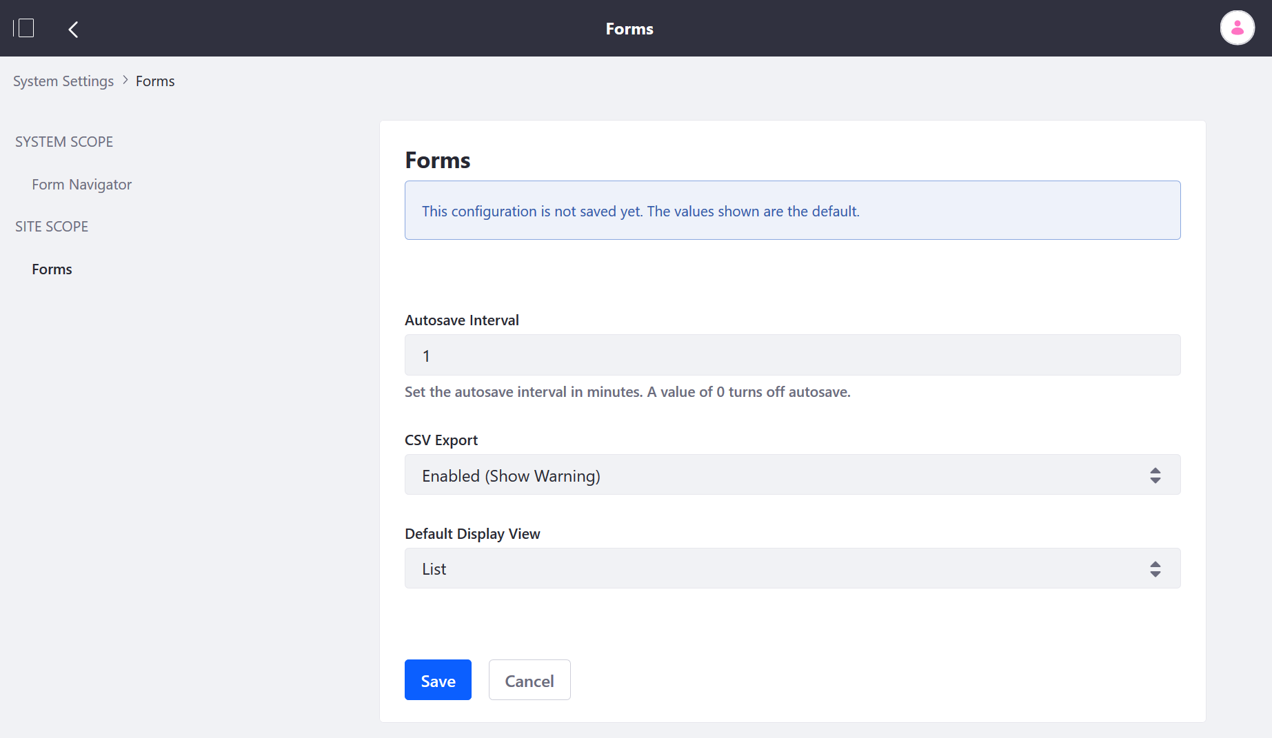 Customizing Forms System Settings