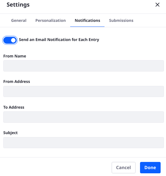 You can add notifications to a form.