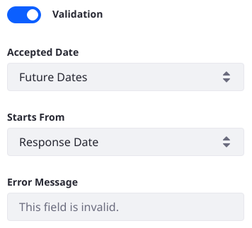 Enter validation rules for date fields.