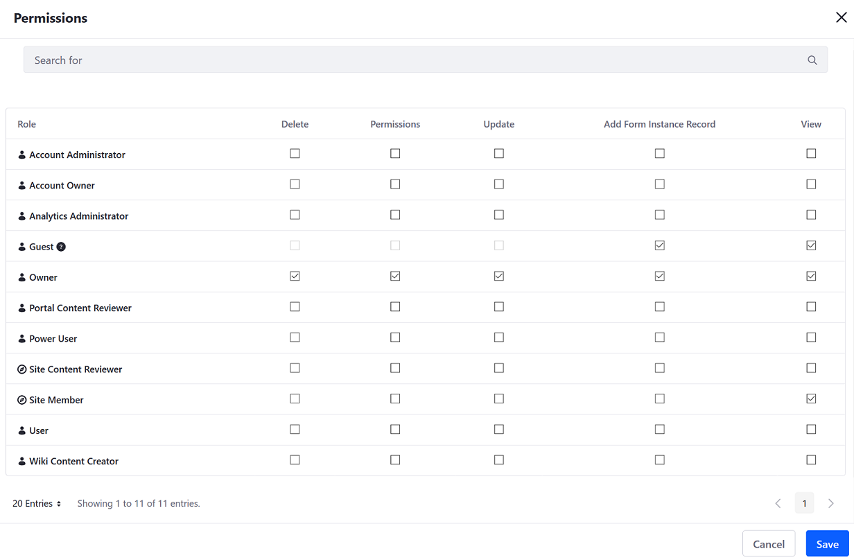 View the Form's Permissions