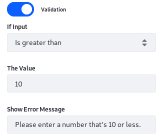 Numeric conditions constrain user-entered numeric data.
