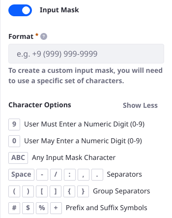 Create an input mask for integer fields.