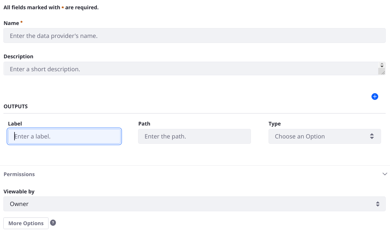 The data provider settings form is ready for work.