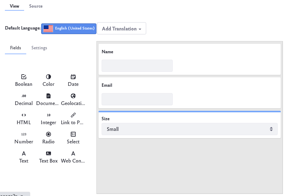 Choose the fields to associate with your data definition.