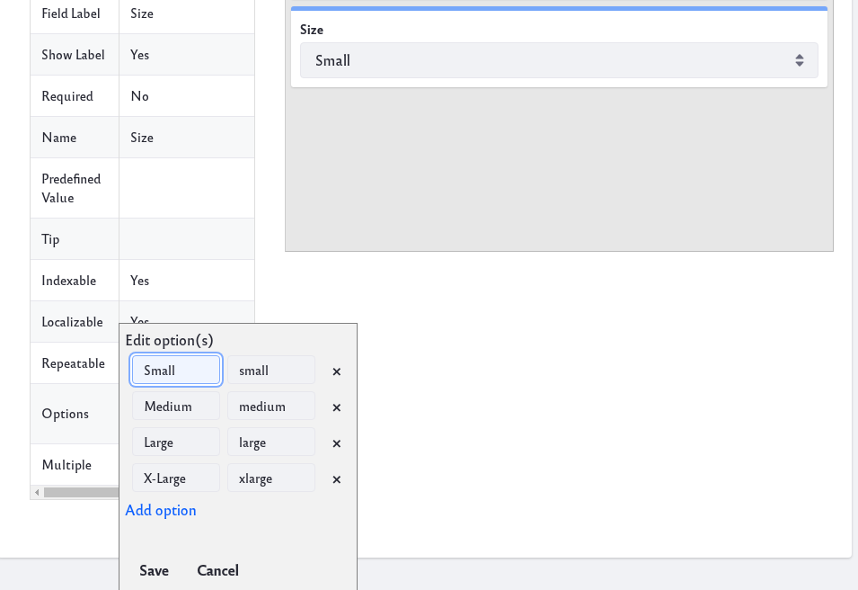 Double-click a field label to change the default value.