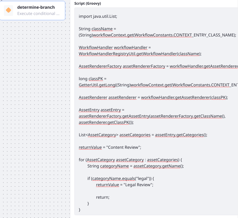 Add the Groovy Script which determines the review path.