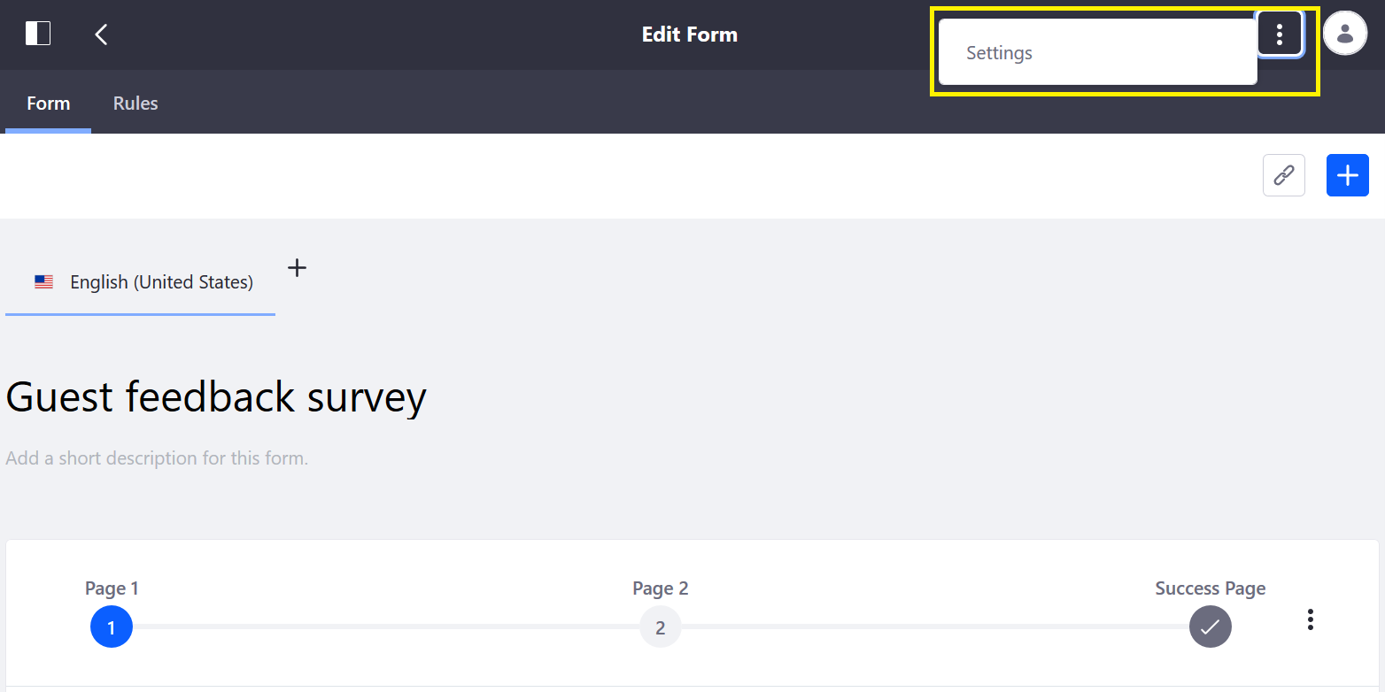 Navigating to Form Settings