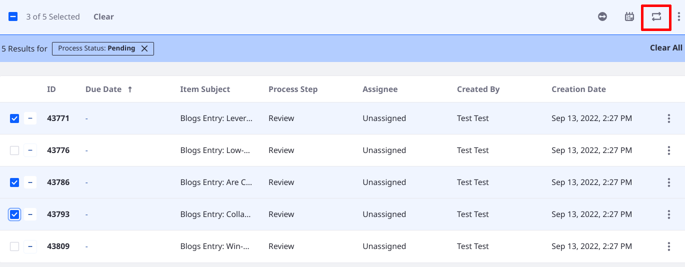 Reassign multiple workflow tasks at once.