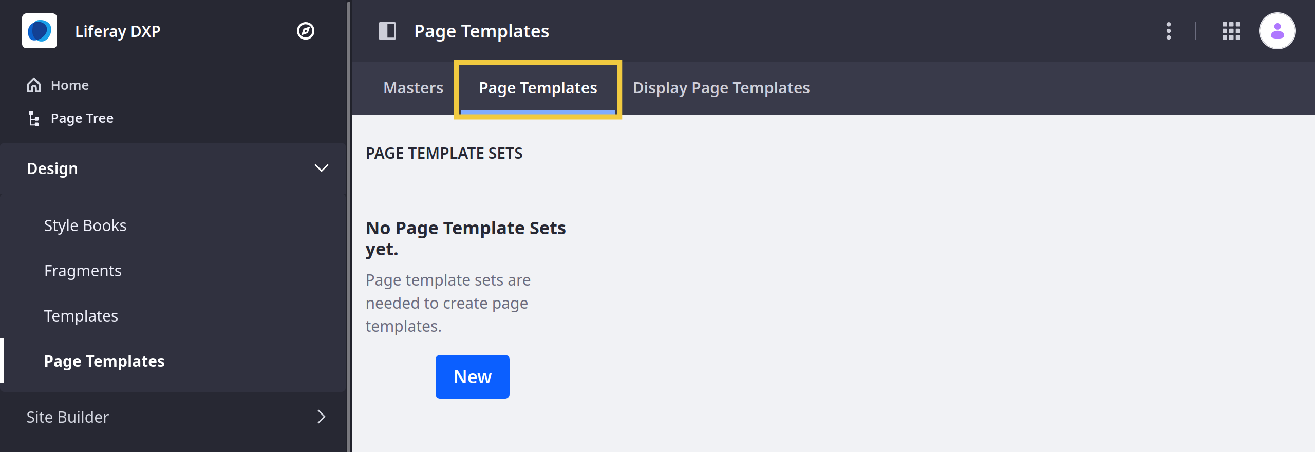 Creating a new page template set.