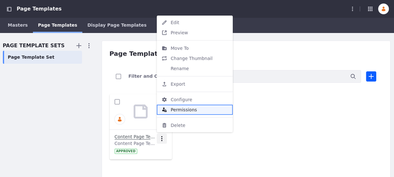 Allow other users to access newly created page templates while configuring permissions.