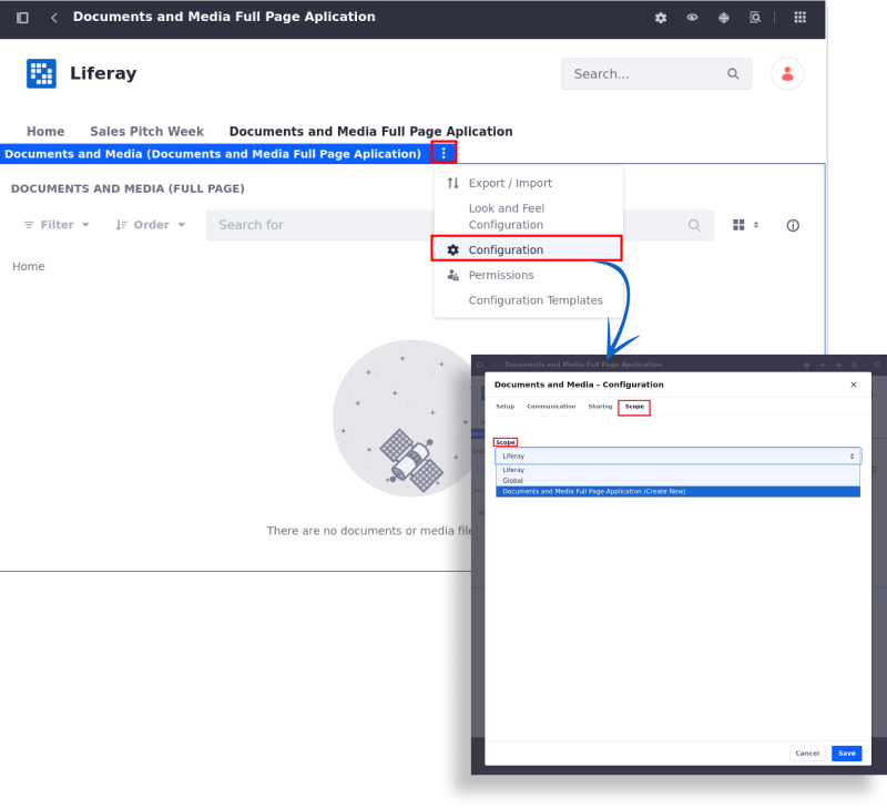 Configuring the scope of the application.