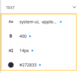 Visual representation of inherited token values with blue dots