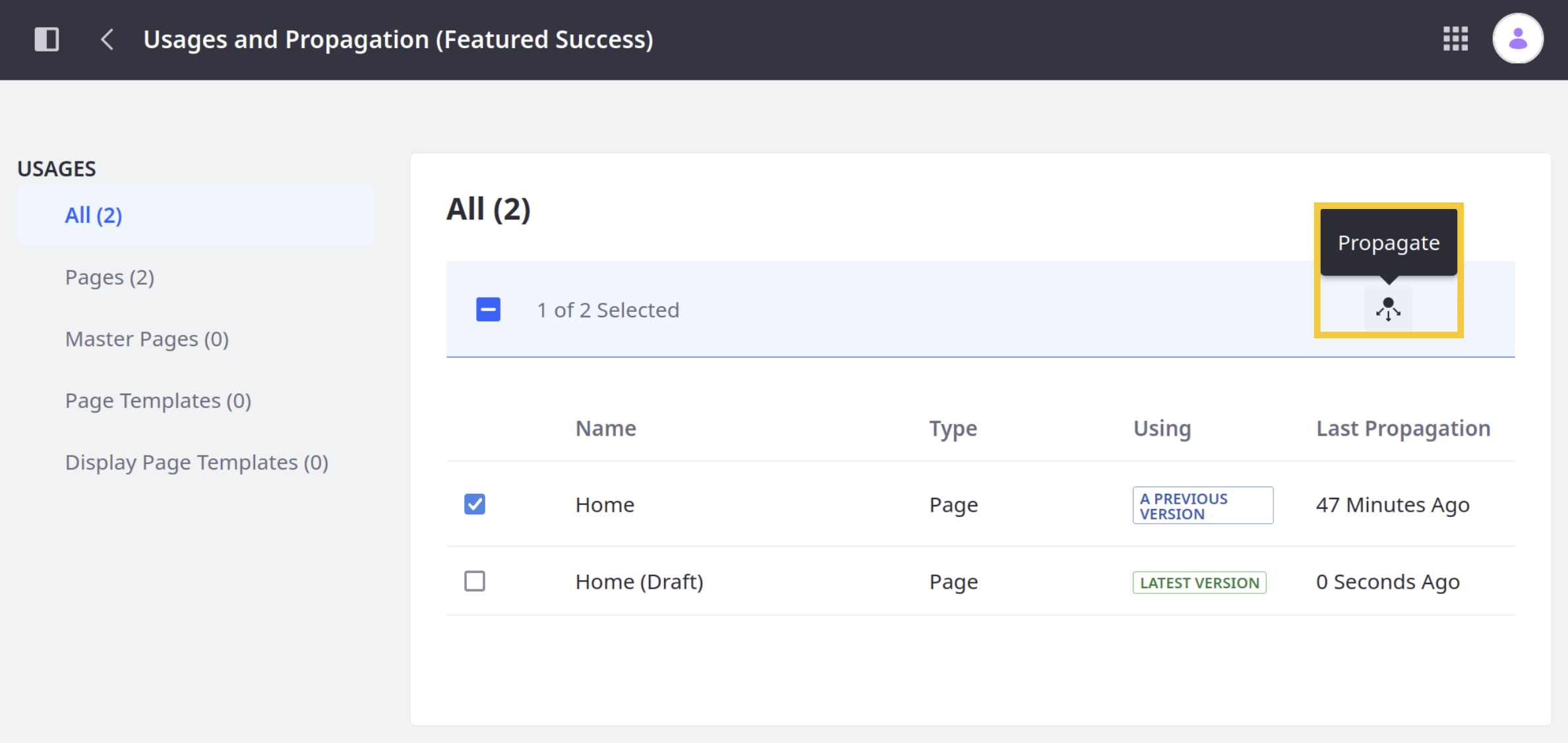 Select the fragment instances to update.