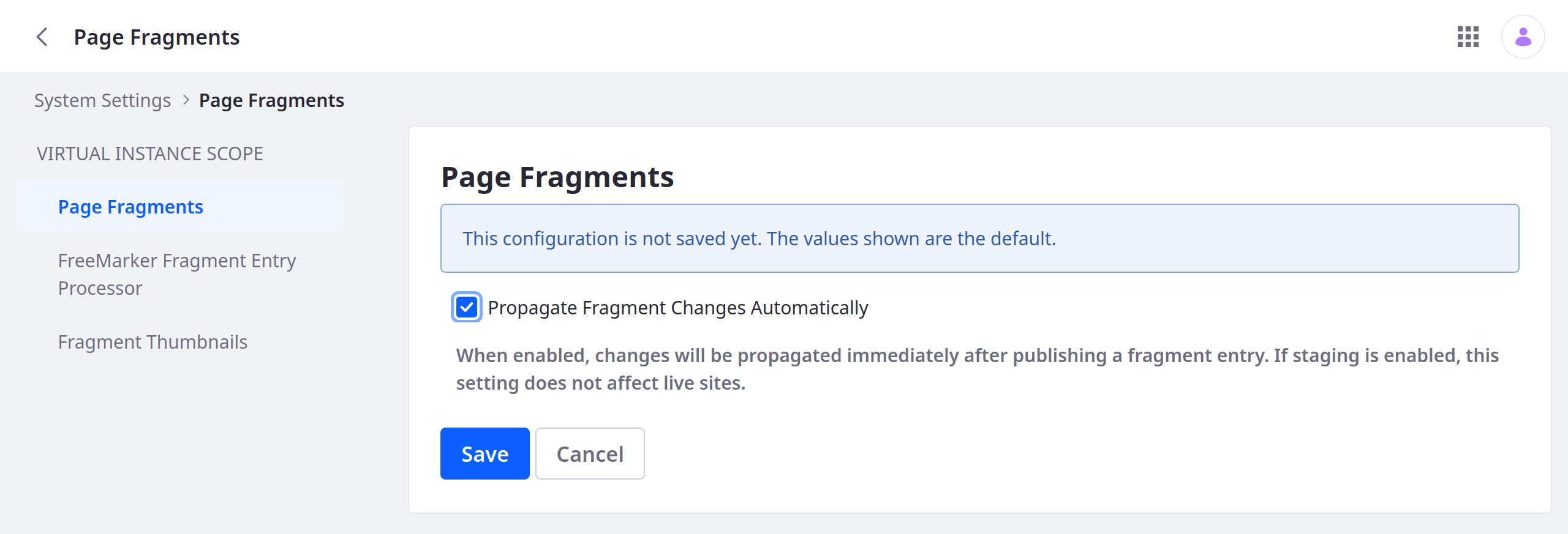 Check the Propagate Fragment Changes Automatically box.