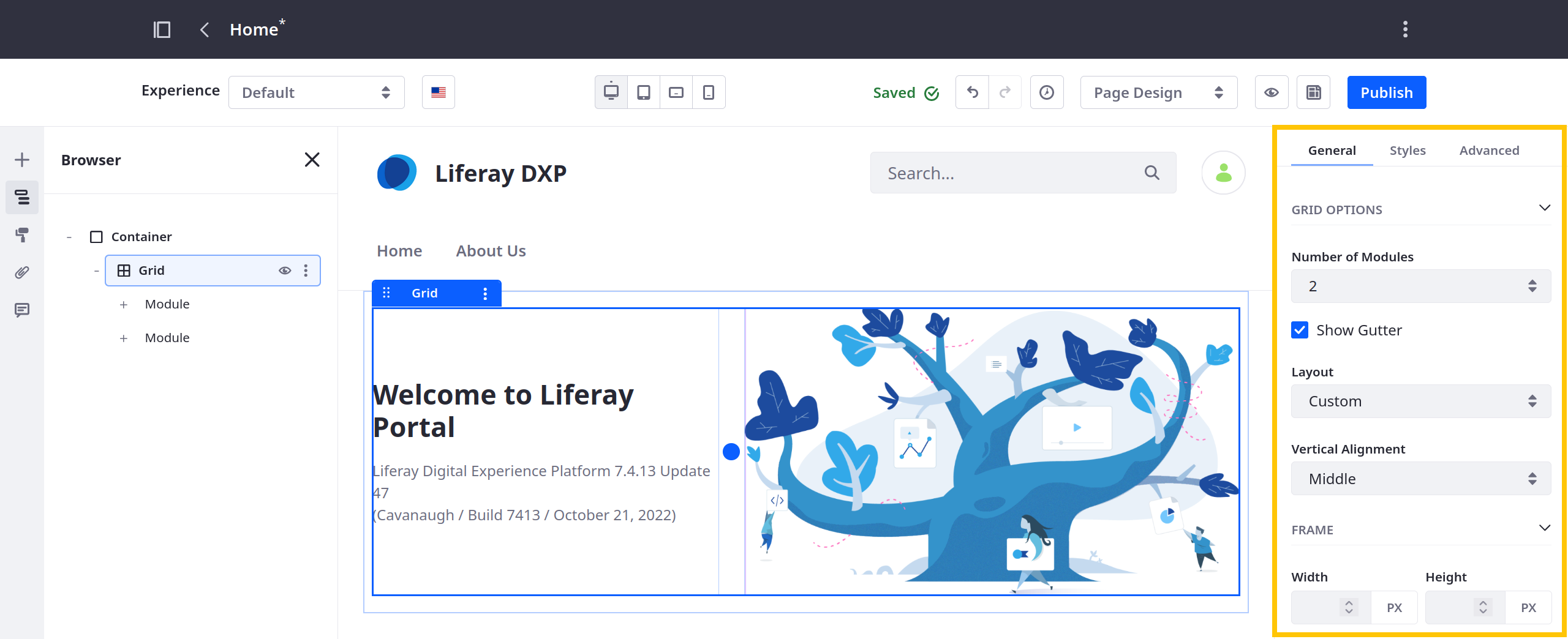 Use the breadcrumb system to navigate through the structure and select parent elements