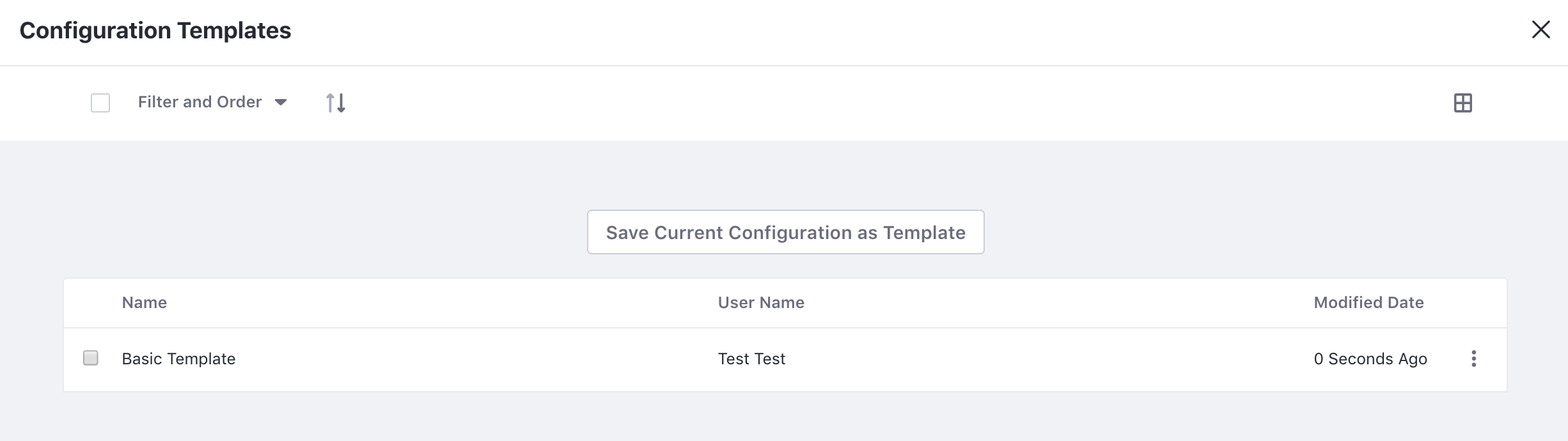 Create a configuration template to save your app's configuration settings.