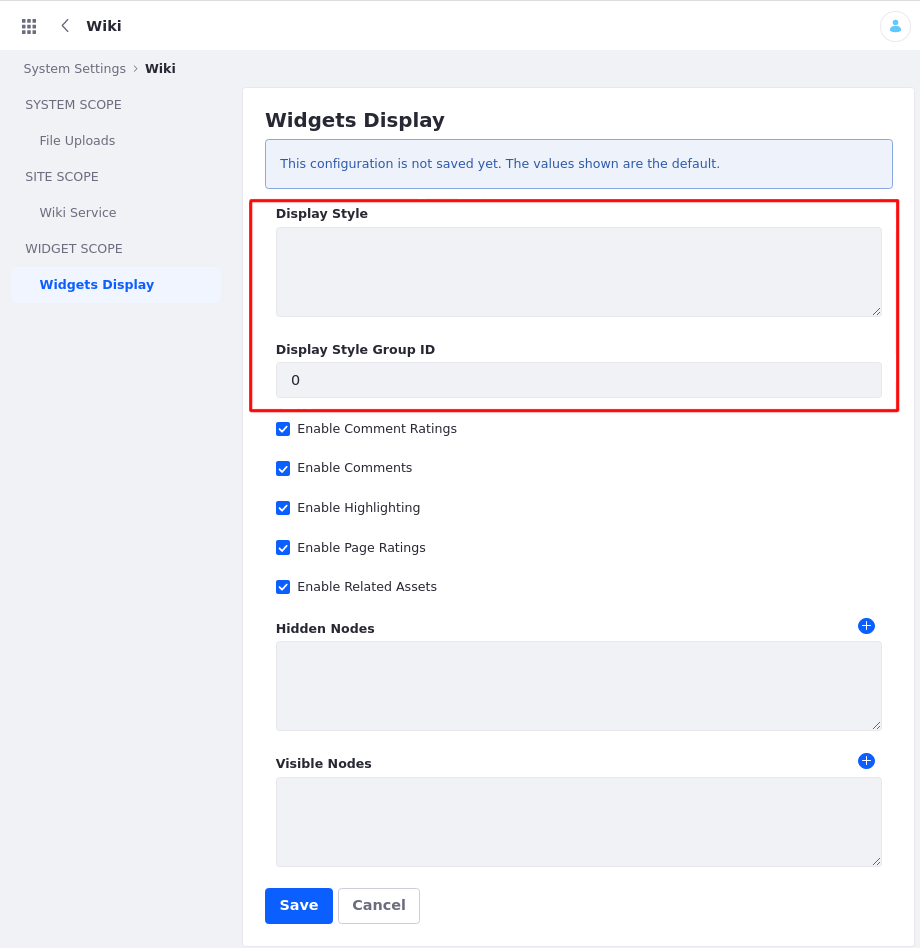 The widget template configuration in System Settings controls changing the display style.