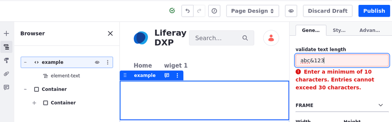 Use text validation rules to set the minimum and maximum number of characters used in valid entries.