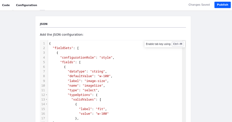 Add configuration options to a page fragment.