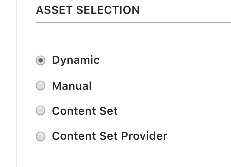 The asset publisher has a number of options available for selecting its source for content.