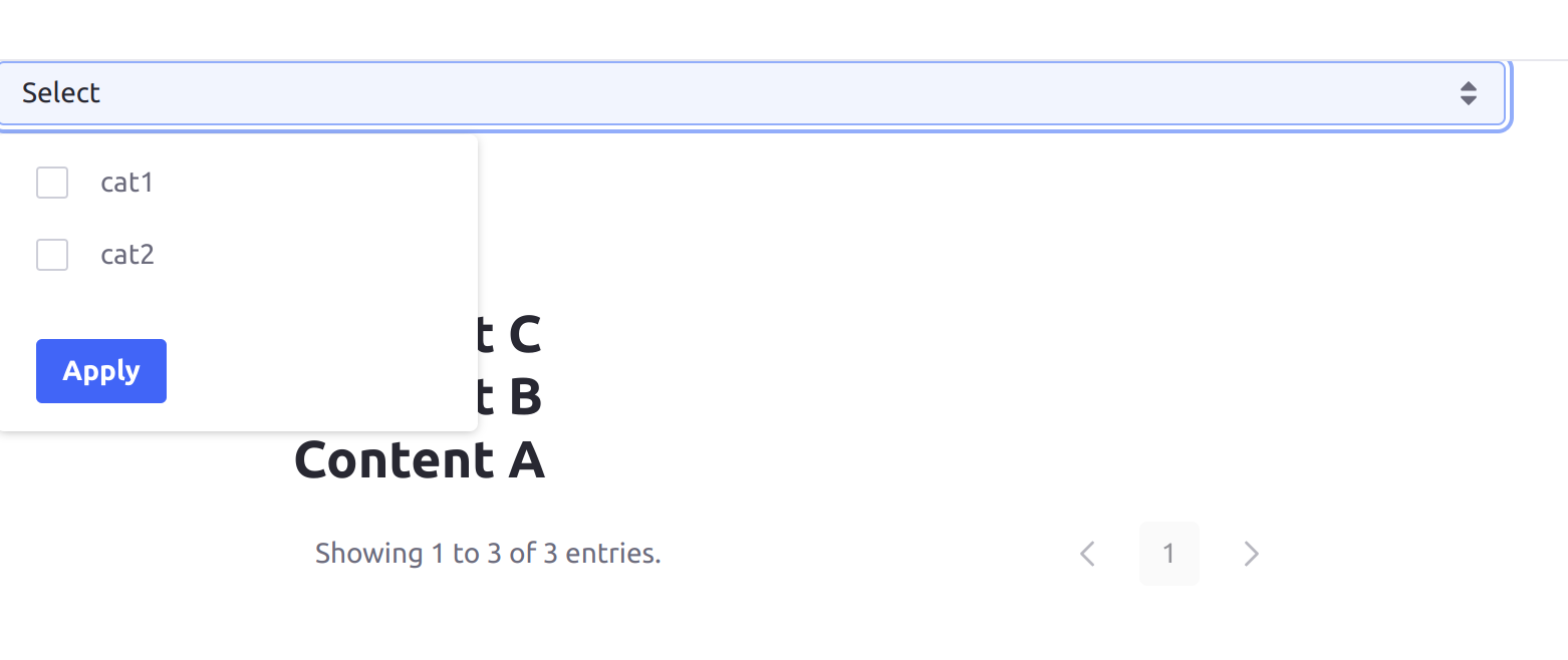 The Category filter type presents a list of categories for Users to enable and apply as a filter.