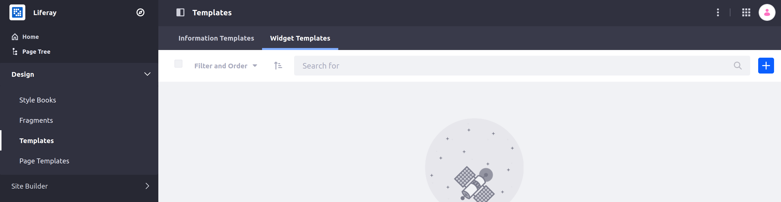 Access the Widget Templates page from the Templates application.
