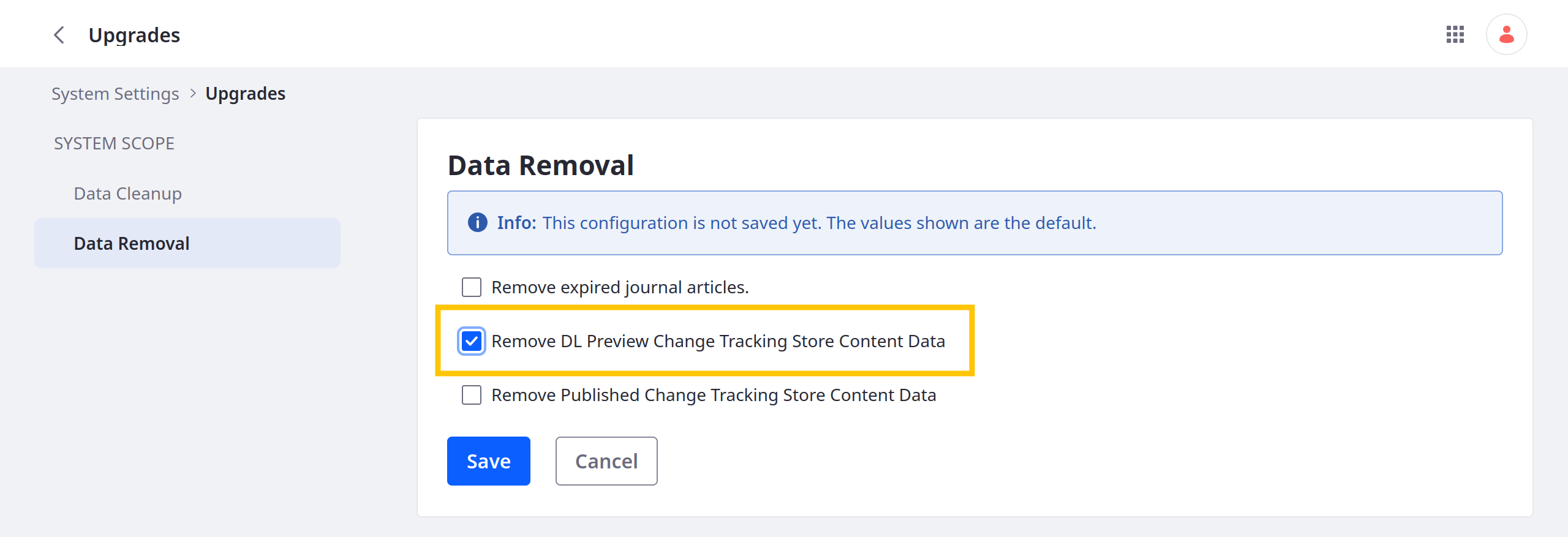 Click the Actions button for the desired change and select Move changes.