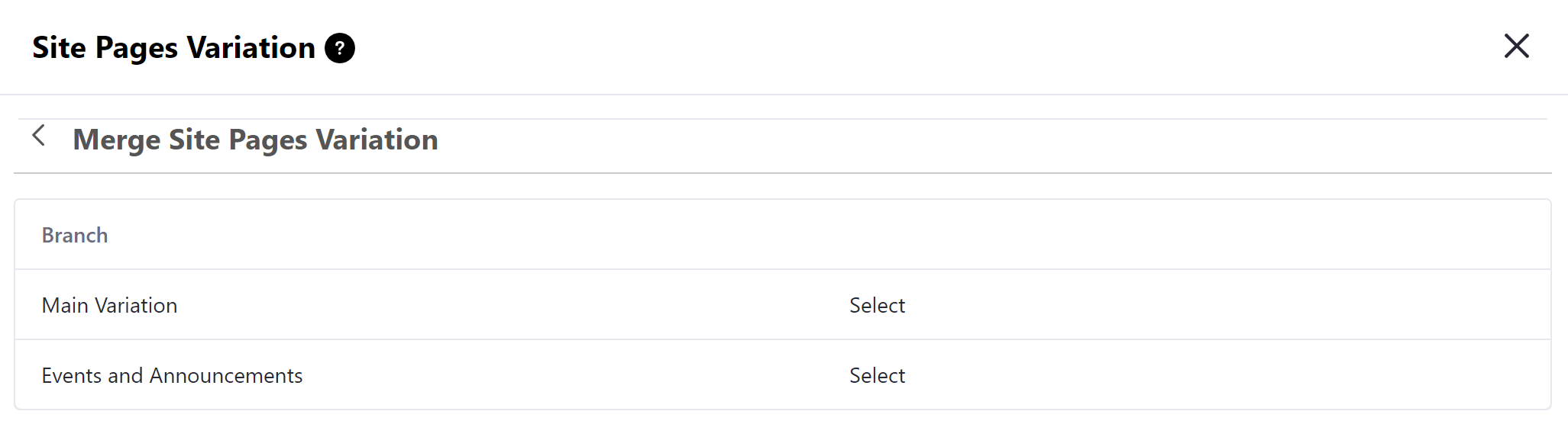 Select the variation you want to merge on top of the base variation.