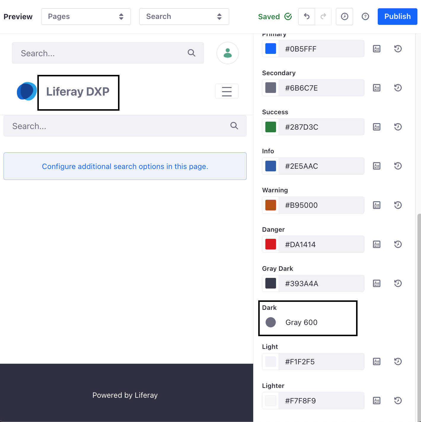 Change the colors used for displays or UI elements with options under the Color System category.