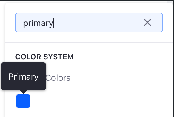 See a color's token value by hovering the cursor over the color in the color picker.