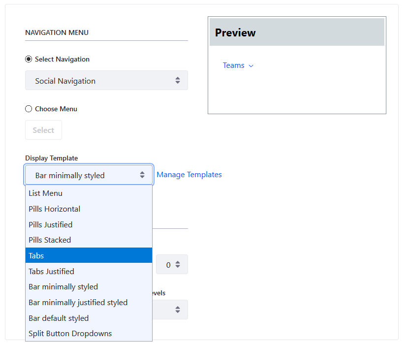 Select the display template.