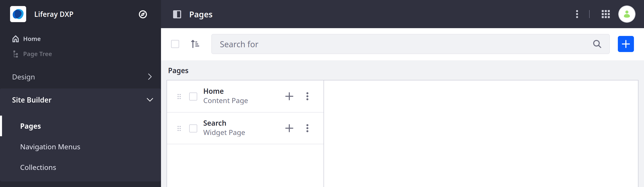 Open the Pages application to view and manage your pages hierarchy.