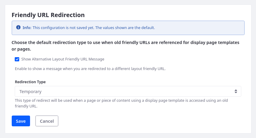 Navigate to the Friendly URL Redirection settings.