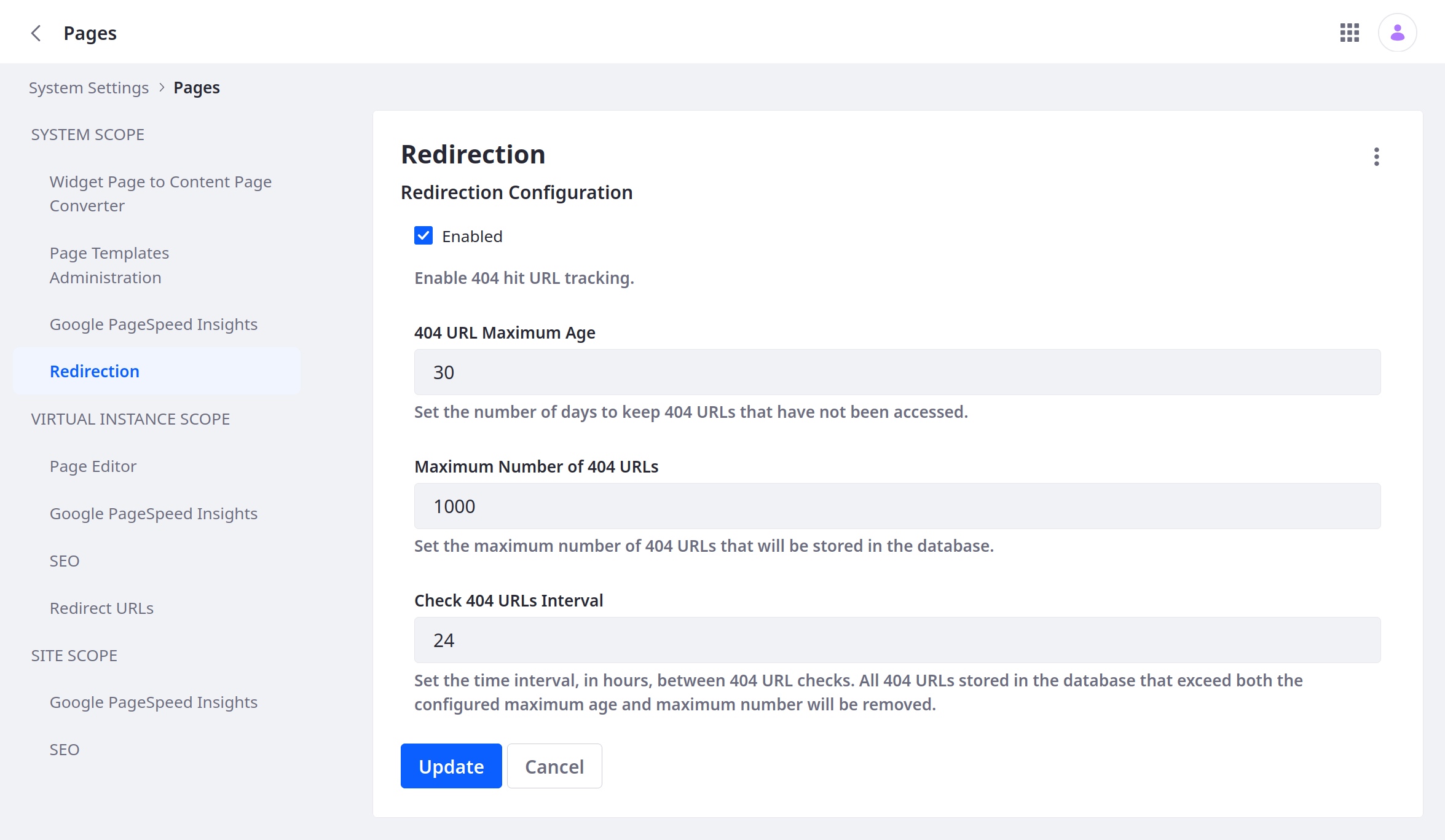 Determine how long and how many 404 URLs are retained