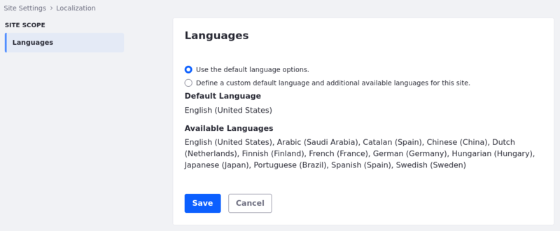 In the Site settings, click on the Languages tab.