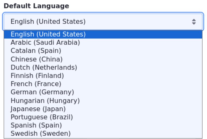 Click on Define a custom default language and additional available languages for this site.