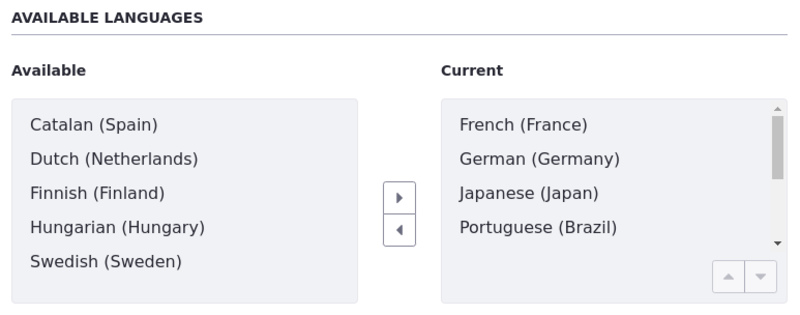 Choose which additional languages are enabled