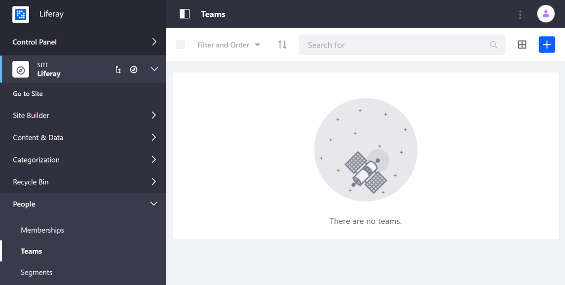 Create teams through the People menu under the Product Menu.