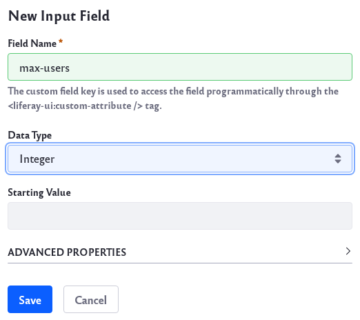 There are different field types you can choose from.