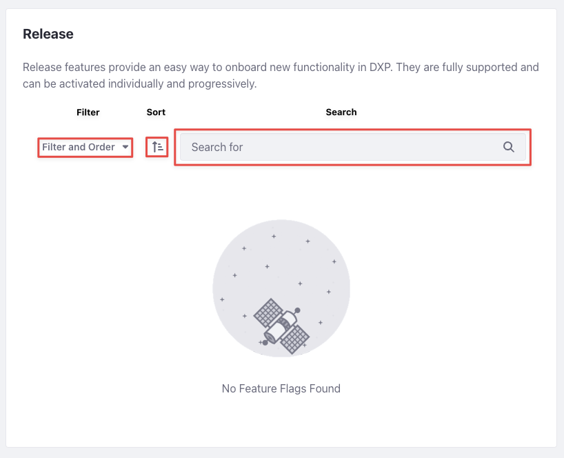 You can search, sort, or filter release features.